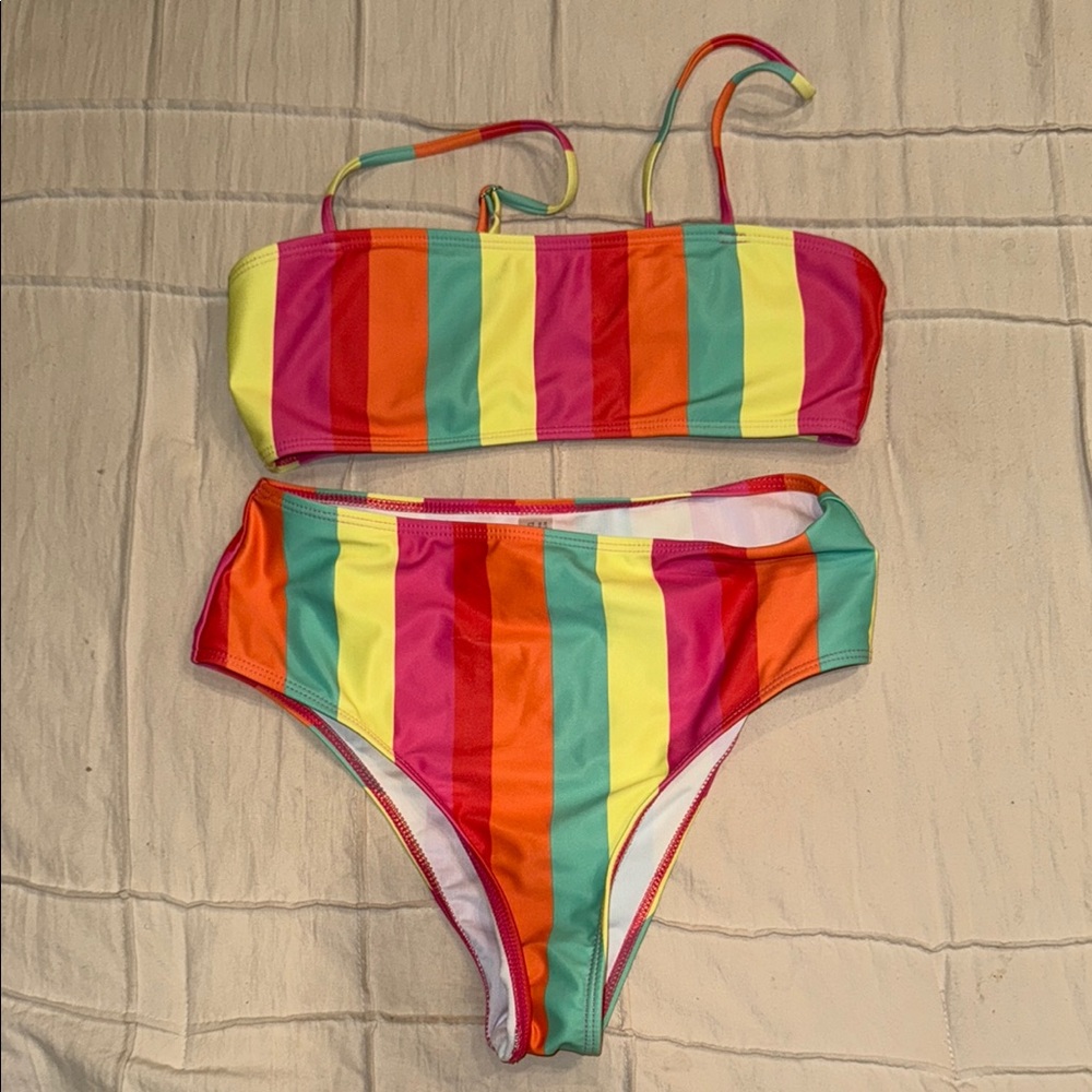 Shein Multicolor Striped Bikini Set